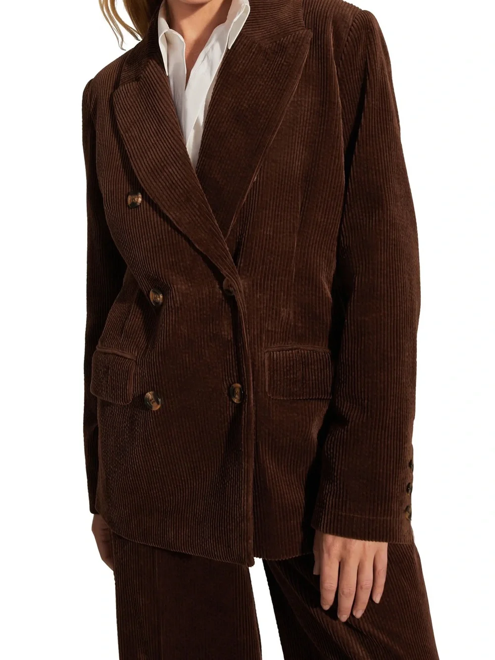 Favorite Daughter The Agnes Blazer | Brown Corduroy Double-Breasted Blazer - Picture 1 of 3